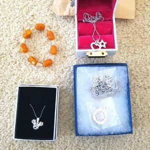 Silver necklace Mickey hearts star